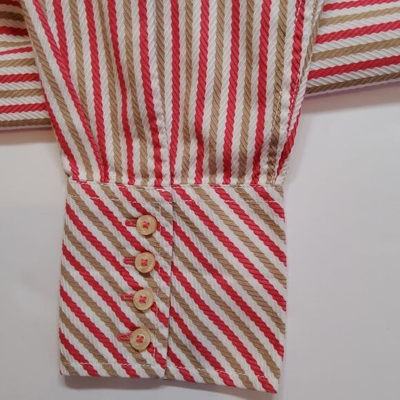 Tommy Hilfiger Women's Long Sleeve Blouse Size XL Melon, tan & white - Picture 10 of 10